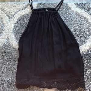 High neck black crop top